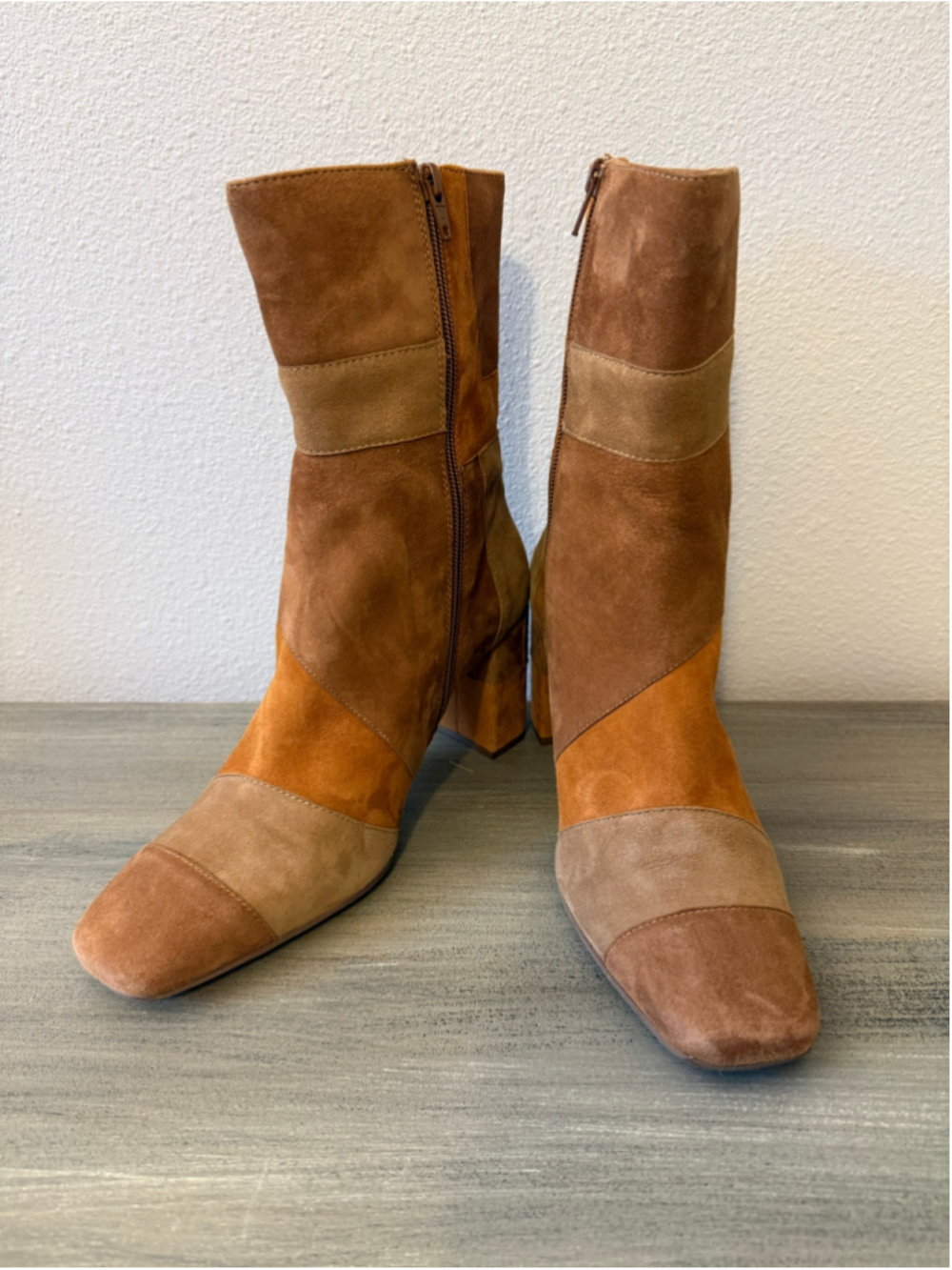 Seychelles Hometown Patchwork Suede Booties Size 9 EUC